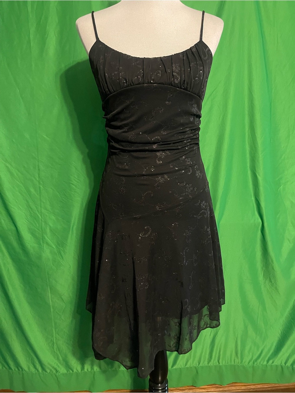 Black Papaya Spaghetti-Strap Evening Dress